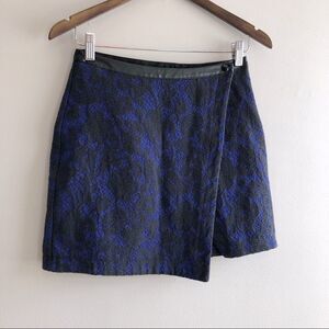 🎃3/$25🎃 Nasty Gal Lace Faux Leather Wrap Snap Asymmetrical Mini Skirt Blue Black